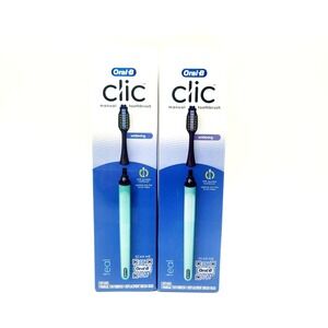 2x Oral-B Clic‎ Starter Kit – Teal Handles + Medium Whitening Brush Heads
